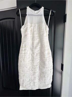 Halston Heritage White Ruffled Midi Dress